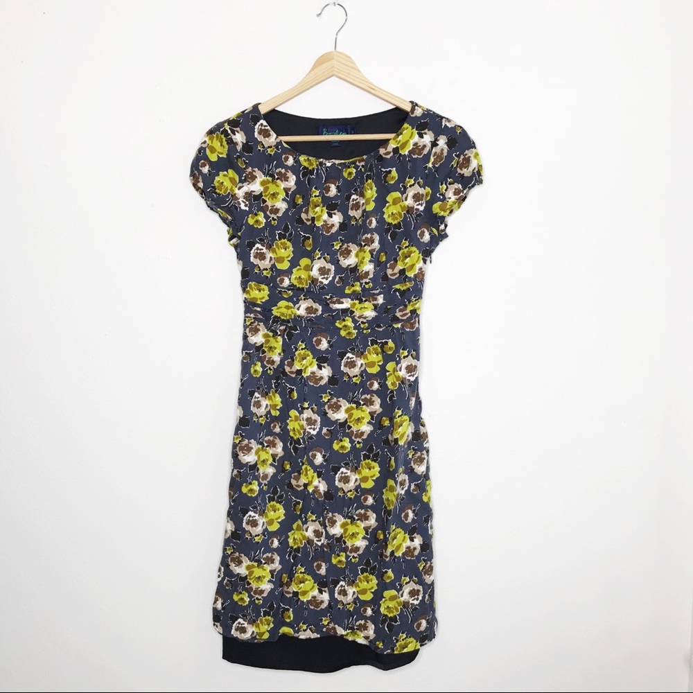 Boden Blue Floral Ruched Short Sleeve Dress 4US - Picture 2 of 9